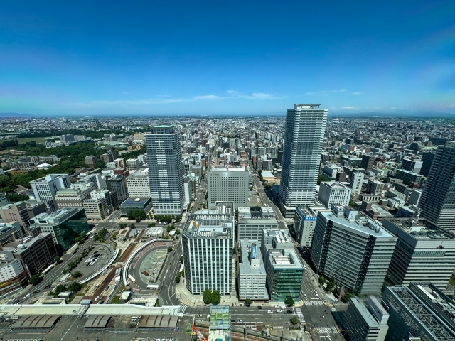 俯瞰で撮影した札幌駅北口
