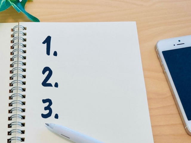 1.2.3.と書かれたノート
